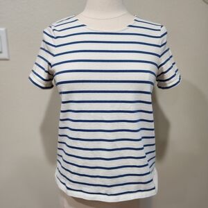 Madewell Striped Shirt Short Sleeve Breton Striped Blue and Cream size Small